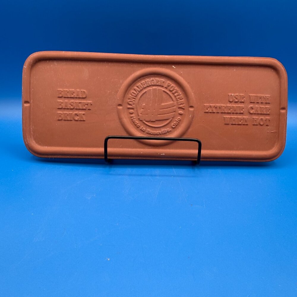 Vintage Longaberger Pottery Terracotta Bread Basket Warmer Brick Rectangular